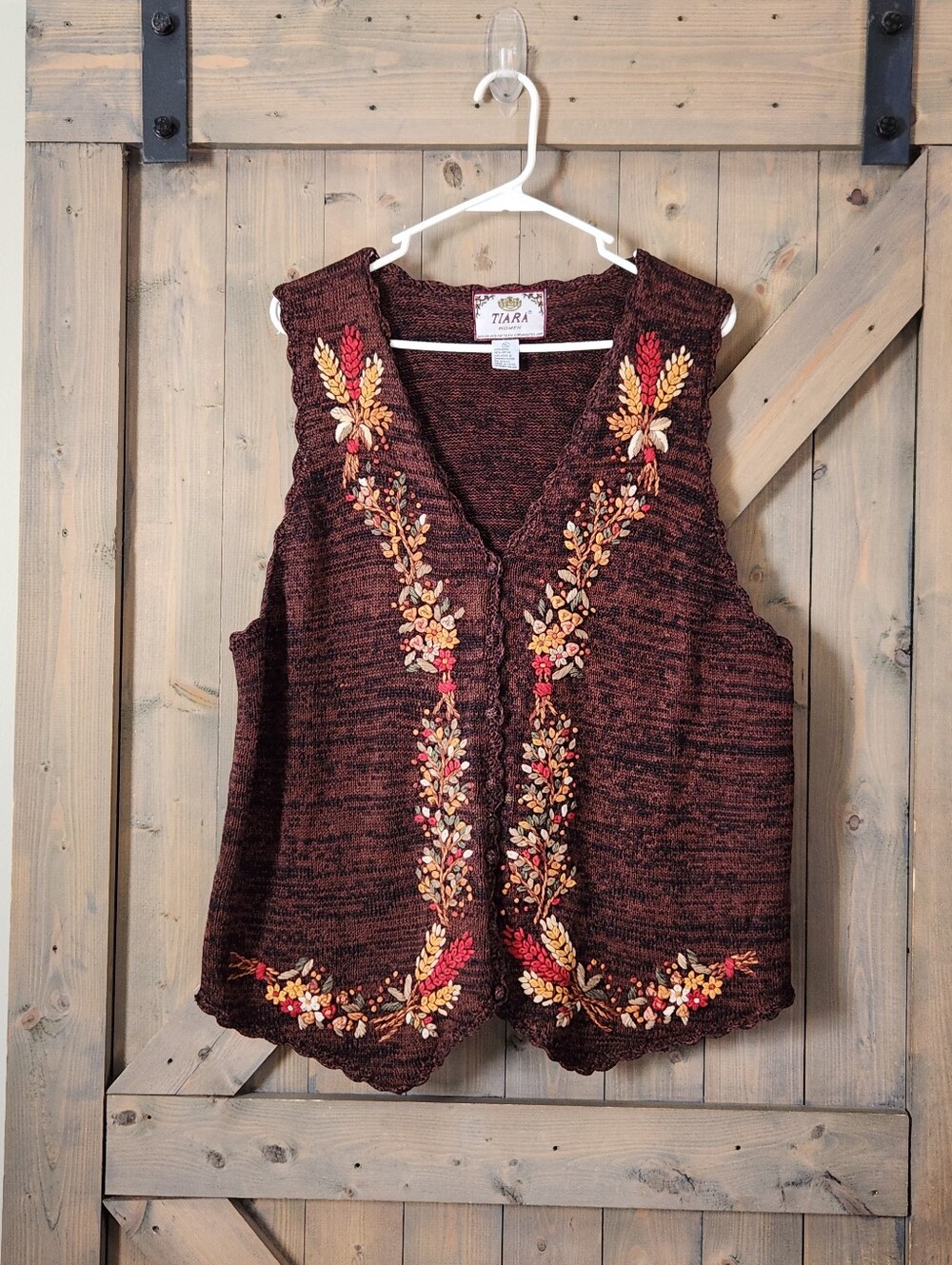 Vintage Tiara Fall Knit Vest Cardigan XL 14/16